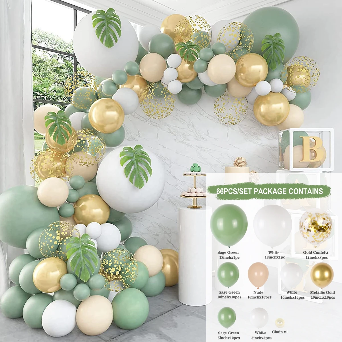 Green Balloon Garland Arch Kit Jungle Safari Party Baloon Birthday Party Decor Kids Baby Shower Wild One Wedding Latex Ballons
