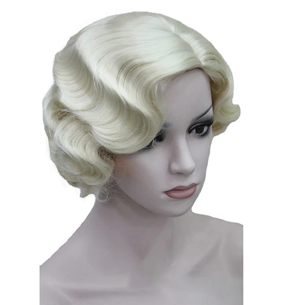 HAIRJOY Synthetic Hair 1920‘s Flapper Hairstyles Wig for Women Finger Wave Retro Style Short Synthetic Wig Cosplay Halloween Wig