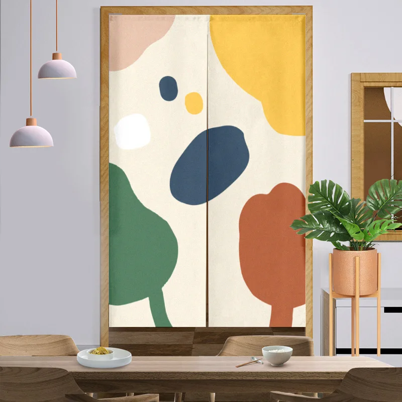 Nordic style Morandi changing room Curtain Privacy Partition Doorway Curtains Kitchen Entrance Noren Linen Hanging Half-curtain