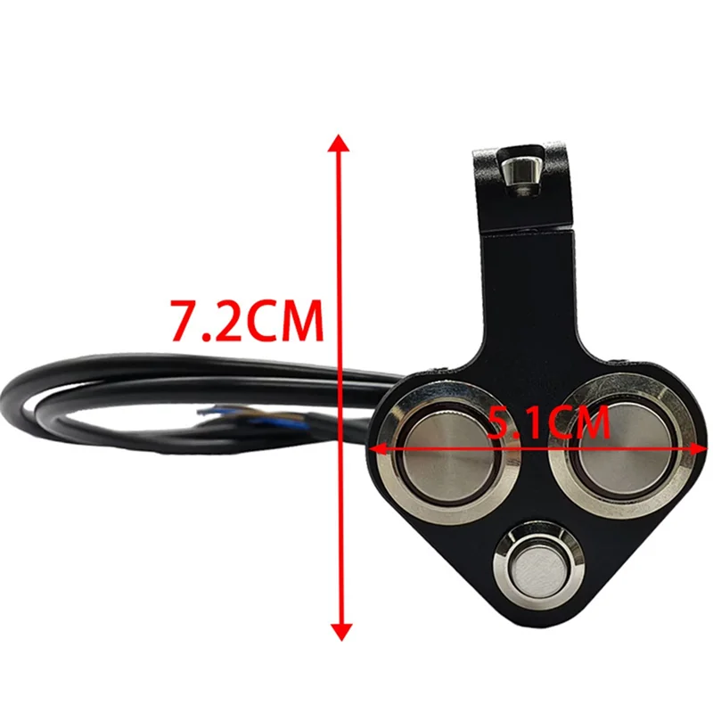 مفتاح مقود عالمي للدراجات النارية مع ضوء LED وقرن ودفع المحرك - 3 وظائف، ضوء أحمر لمفتاح المقود #6