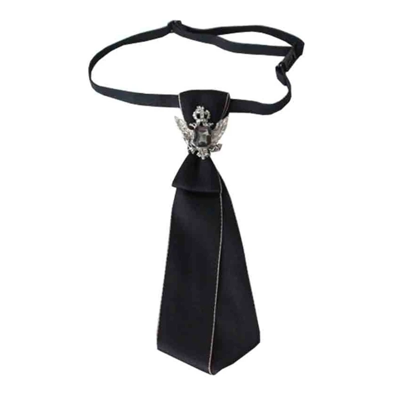 

Men Vintage Necktie Gothic for Rhinestone Metal Chain Wedding Party Pre-Tied Bow