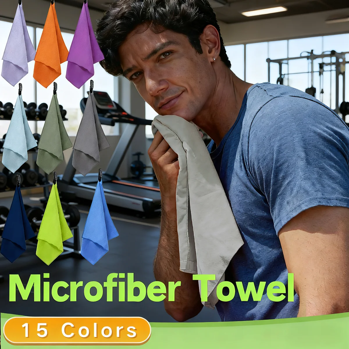 منشفة من الألياف الدقيقة سريعة الجفاف ومدمجة للغاية وخفيفة الوزن مقاس 38 × 38 سم مثالية للسفر والصالة الرياضية والتخييم مناسبة لرحلة الشاطئ ومنشفة جيب للاستحمام #1