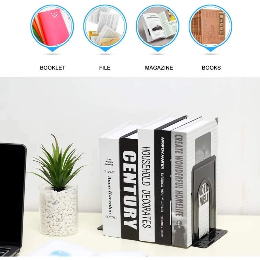 نهايات الكتاب، نهايات الكتب للأرفف، نهايات الكتب لحمل الكتب الثقيلة، نهايات الكتب المعدنية للمكتب غير القابلة للانزلاق، أطراف الكتاب شديدة التحمل باللون الأسود #5