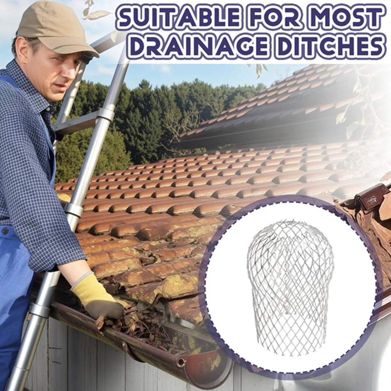 4 Pcs Gutter Downspout Guards 3.5 Inch Aluminum Leaf Filter Strainer Expandable Gutter Downspout Protector-A50M