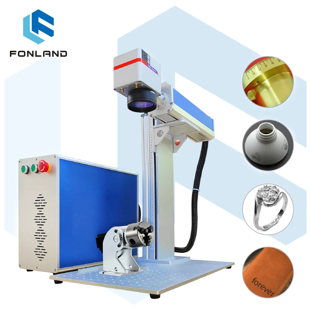 FONLAND 20-50W Fiber Laser Marking Machine Raycus MAX IPG 110*110-300*300 Working Area for DIY Marking Metal Stainless Steel