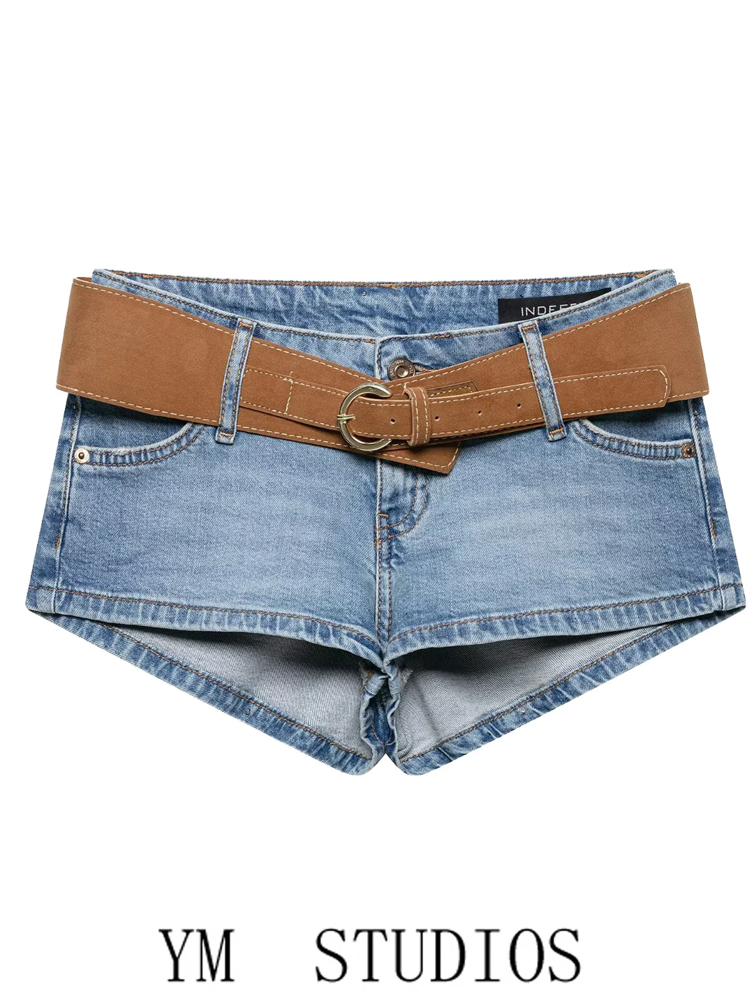 Low-Waist American Style Denim Shorts Women's Fashionable Casual Leisure Belted Student Versatile Hot Pants Summer Collection