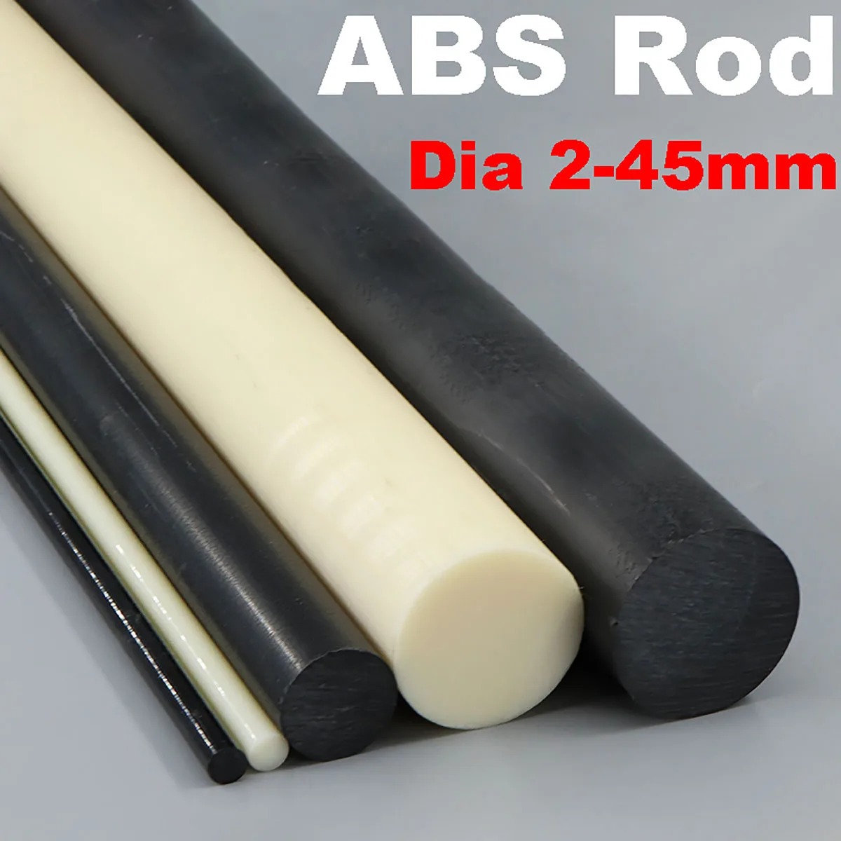 ABS Rod Balck and Beige Machinable Plastic Round Bar CNC Machinable Dia 2/3/4/5/6/8/10/12/15/20/25/30/35/40mm