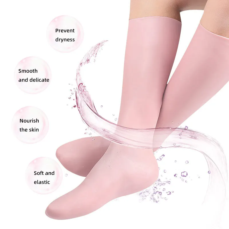 1Pair Feet/Hand Care Long Socks Gloves Moisturizing Silicone Gel Socks Foot Skin Care Hand Protectors Anti Cracking Spa Home Use