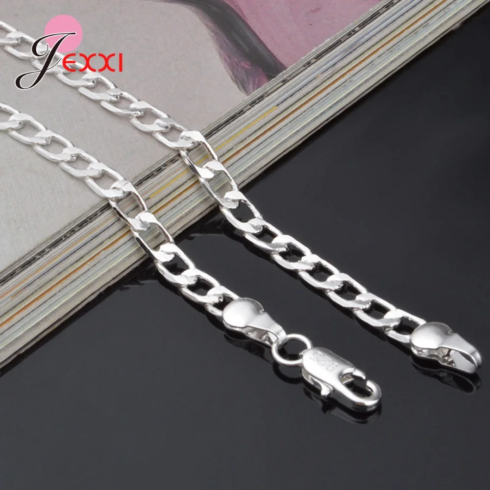 Drop Shipping Genuine 925 Sterling Silver Color Chain Necklaces Super Cool Sideways Chains Necklace Women Men Jewelry Accessory