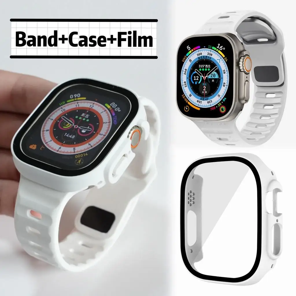 Silikon-Sportarmband + Hülle für Apple Watch Ultra 3 49 mm 46 mm 45 mm 44 mm 42 mm 41 mm 40 mm 38 mm für iWatch Serie 11 SE 3 10 9 8 7 6 5