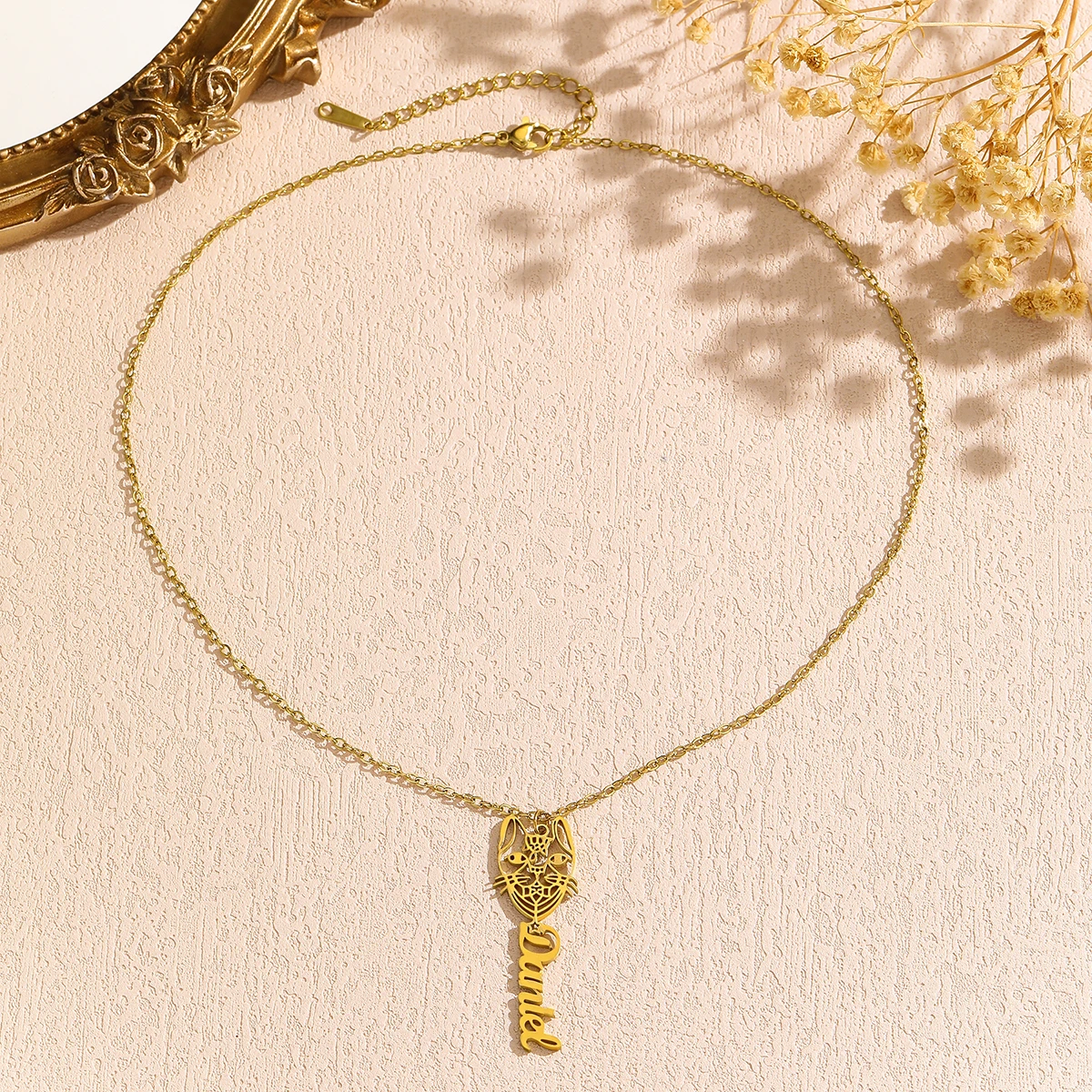 شخصية مخصصة الفنية القط اسم قلادة للنساء الفولاذ المقاوم للصدأ اليدوية لوحة المختنق سلسلة مجوهرات هدية