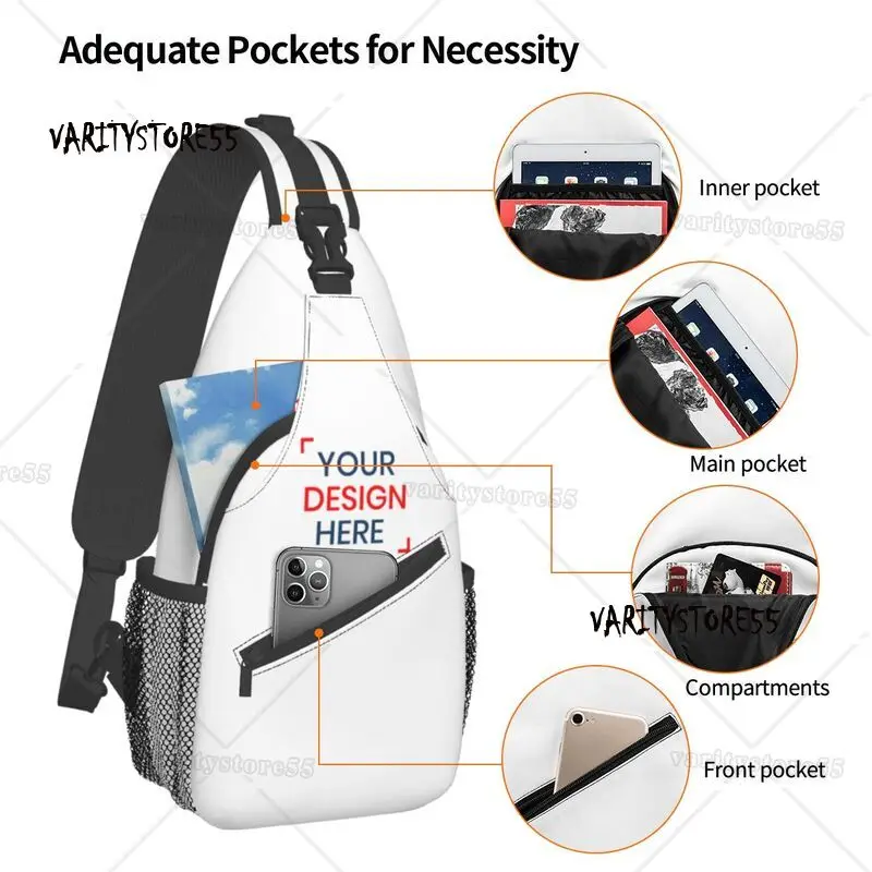 Casual Personalized Custom Photo Logo Crossbody Sling Backpack Men Customized DIY Print Shoulder Chest Bag for Travel Cycling