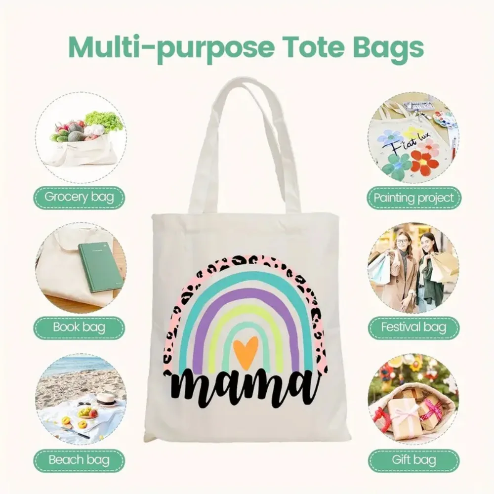 Cute "Bee Happy" Honey Bee Cartoon Canvas Tote Handbag Positive Vibes Bee Lover Reusable Versatile Bag for Women Men Daily Use - view 6