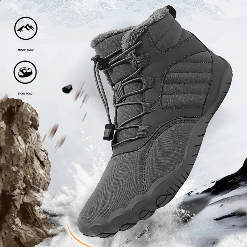 New Winter Booties Men Snow BareFoot Casual Shoes Outdoor Work Shoes Ladies Warm Fur Men Ankle Shoes Male Snow Boots Plus Size