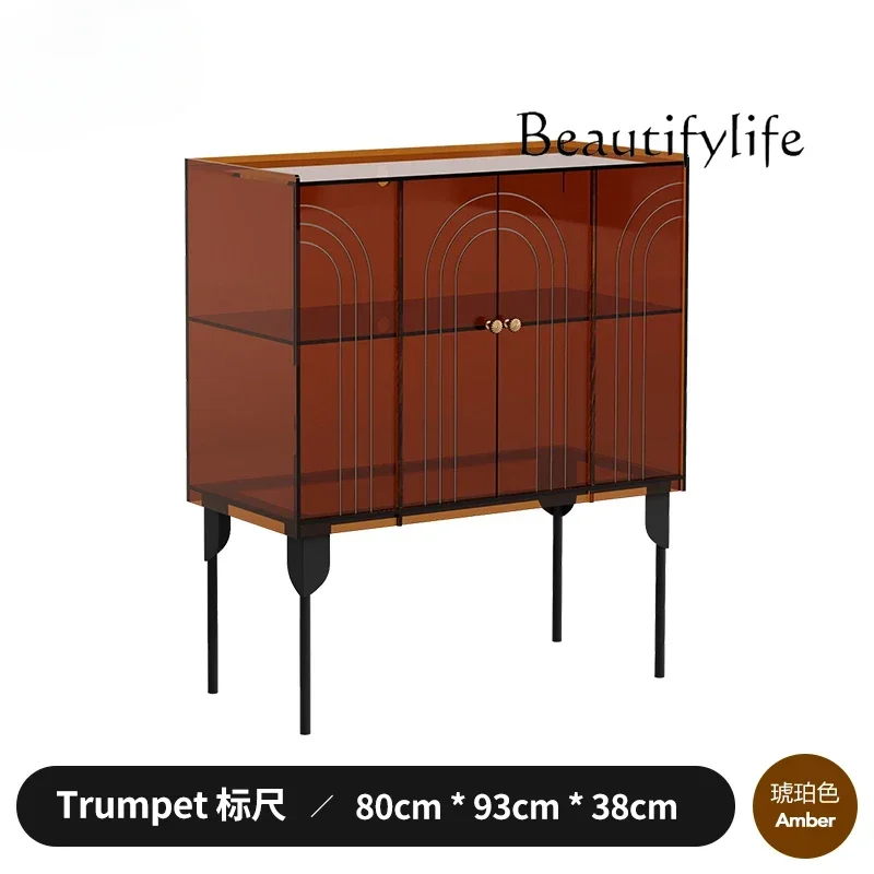 

Nordic entrance light luxury acrylic dining side modern simple storage glass living room sofa side wine cabinet