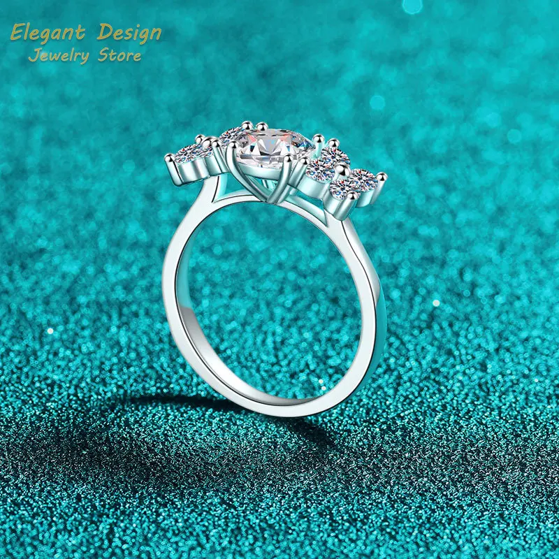 Personality Platinum Pt950 Diamond Rings Minimalist Ins Full of Stars Luxury 1ct Moissanite Wedding Band for Women Holiday Gift