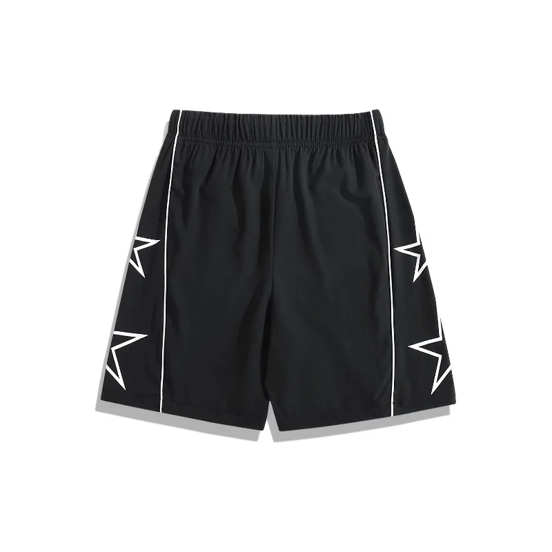 Pentagonal Printed Shorts Black and White Contrasting Stripes Lightweight Breathable Fabric Casual Wear Trend Thin Shorts Moto