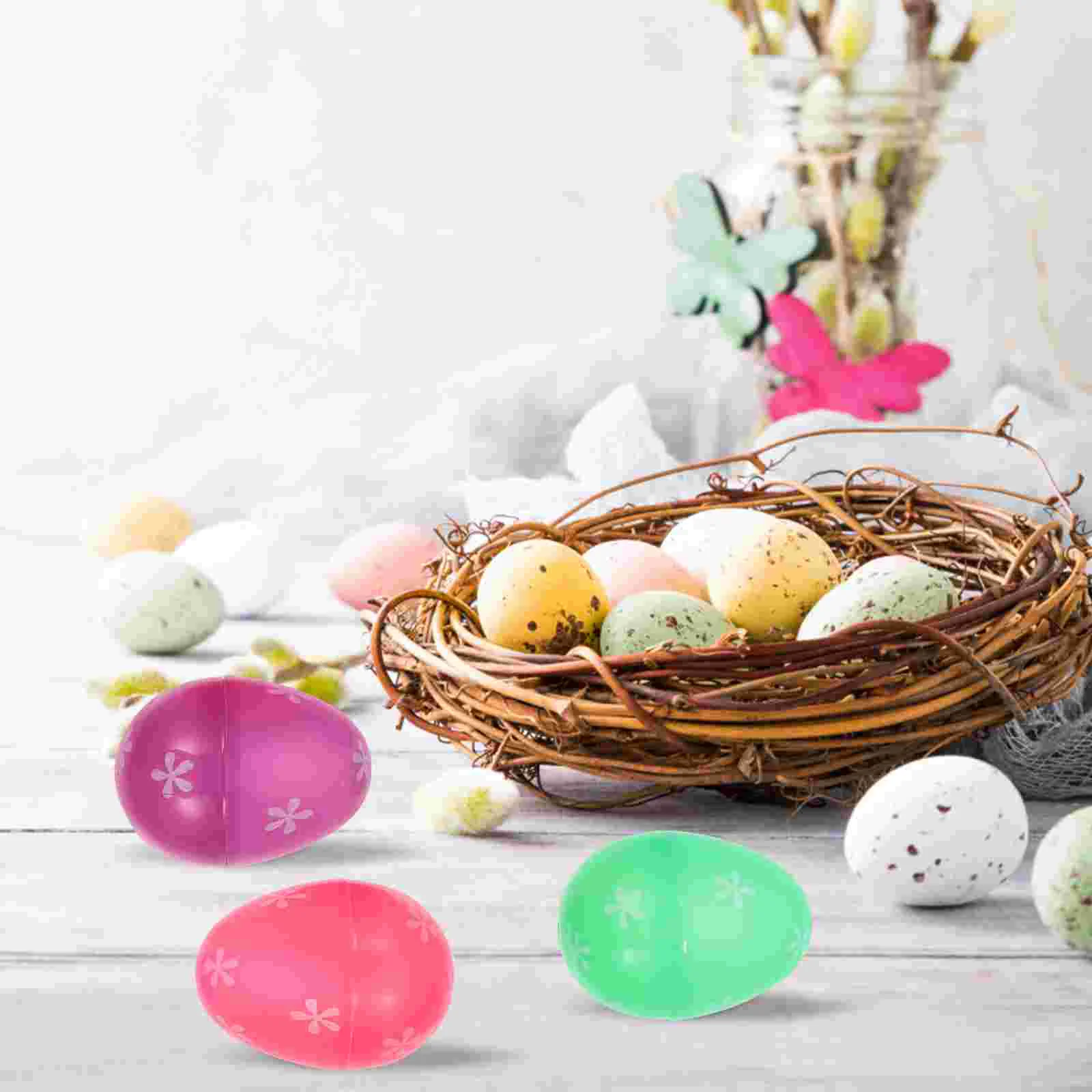 

24 Pcs Bright Color Easter Eggs Plastic Toys Smooth Appearance Goodies Bags Prize Boxes Holiday Decor Golden Parties Children's