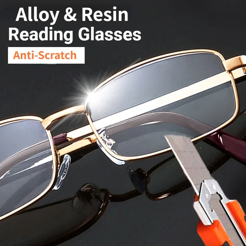 

Real Resin Lens Reading Glasses Men Women Square Full Frame Presbyopic Glasses Anti-Scratch Diopter Eyewear +1.5 2.0 2.5