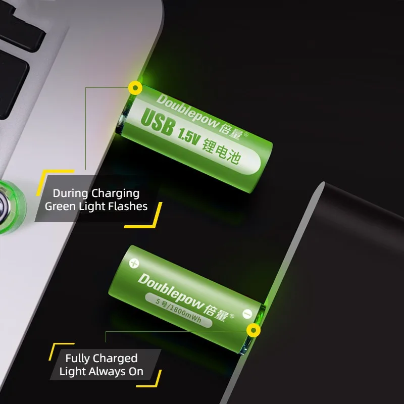 ダブルヘッド-充電式リチウム電池1.5V,1800mwh,USB,電気玩具用aa,リモコン,ファン