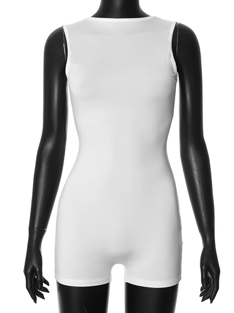 2024 Sommer Basic Sport Jumps uit Frauen hoch taillierte ärmellose rücken freie dünne Sport Bodycon Bodys Casual Street