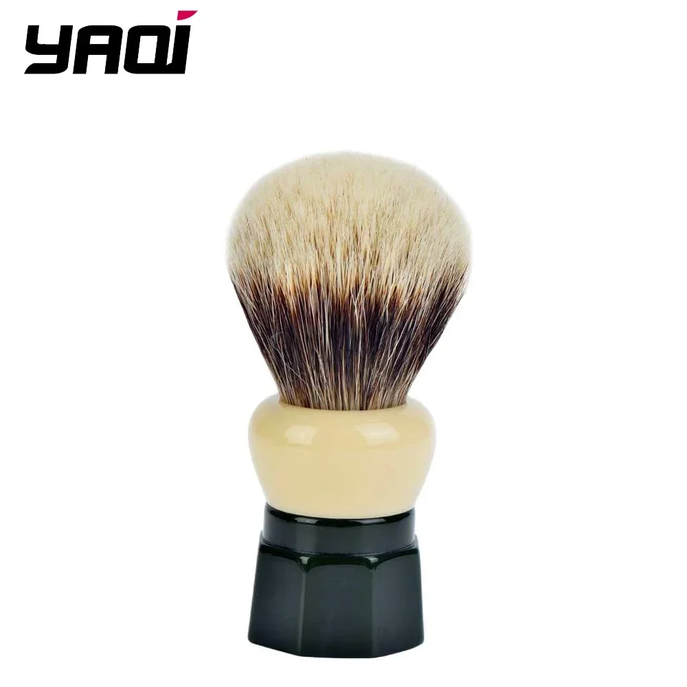 YAQI 24mm Green Obsidian Two-Band Badger Hair Wet Shaving Brush - Premium Men's Grooming Tool for Smooth Shaving Experience