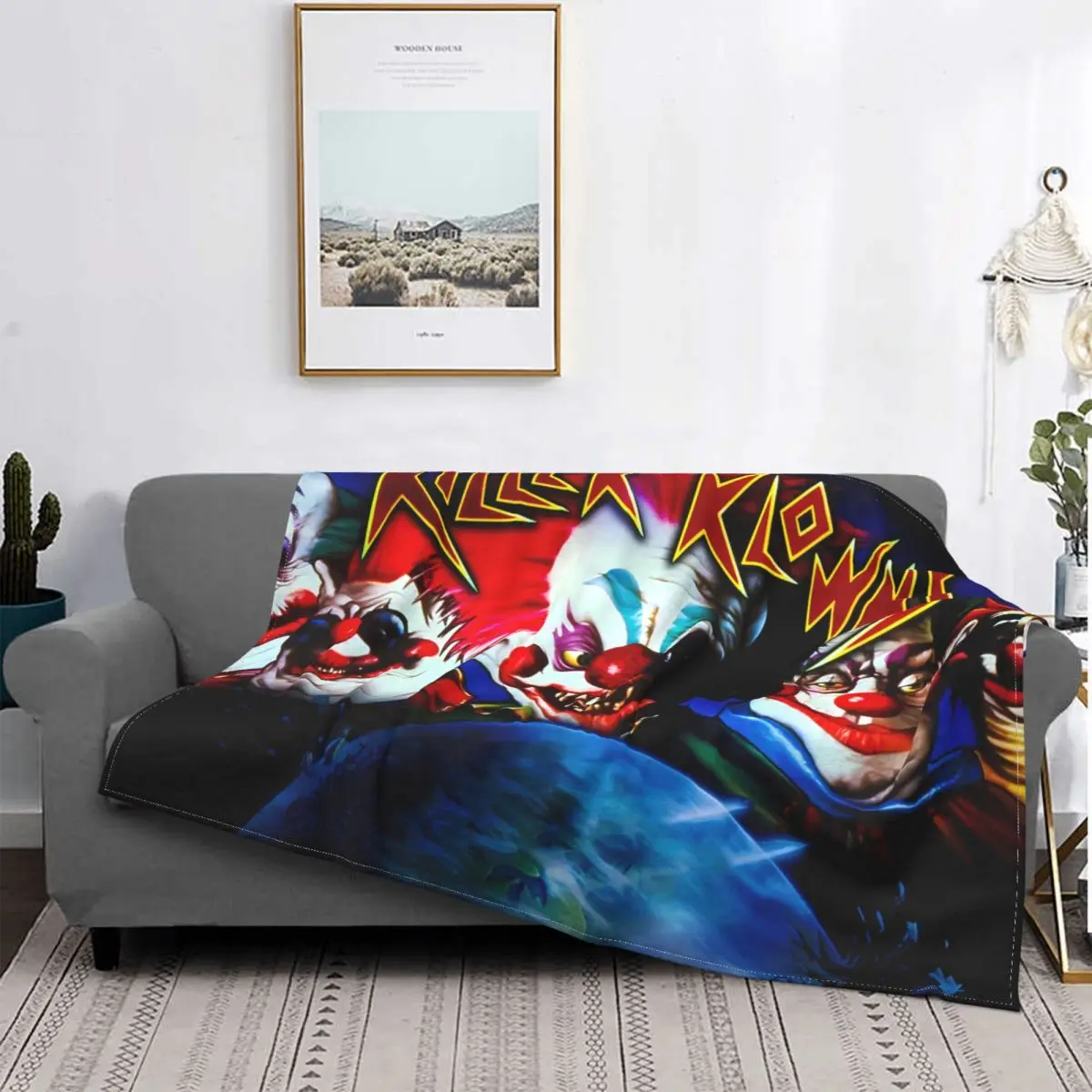 Novelty Blanket Killer Klowns From Outer Space Film Fleece Plush Cute Lightweight Plaid Throw Blankets For Bedding Bedspread