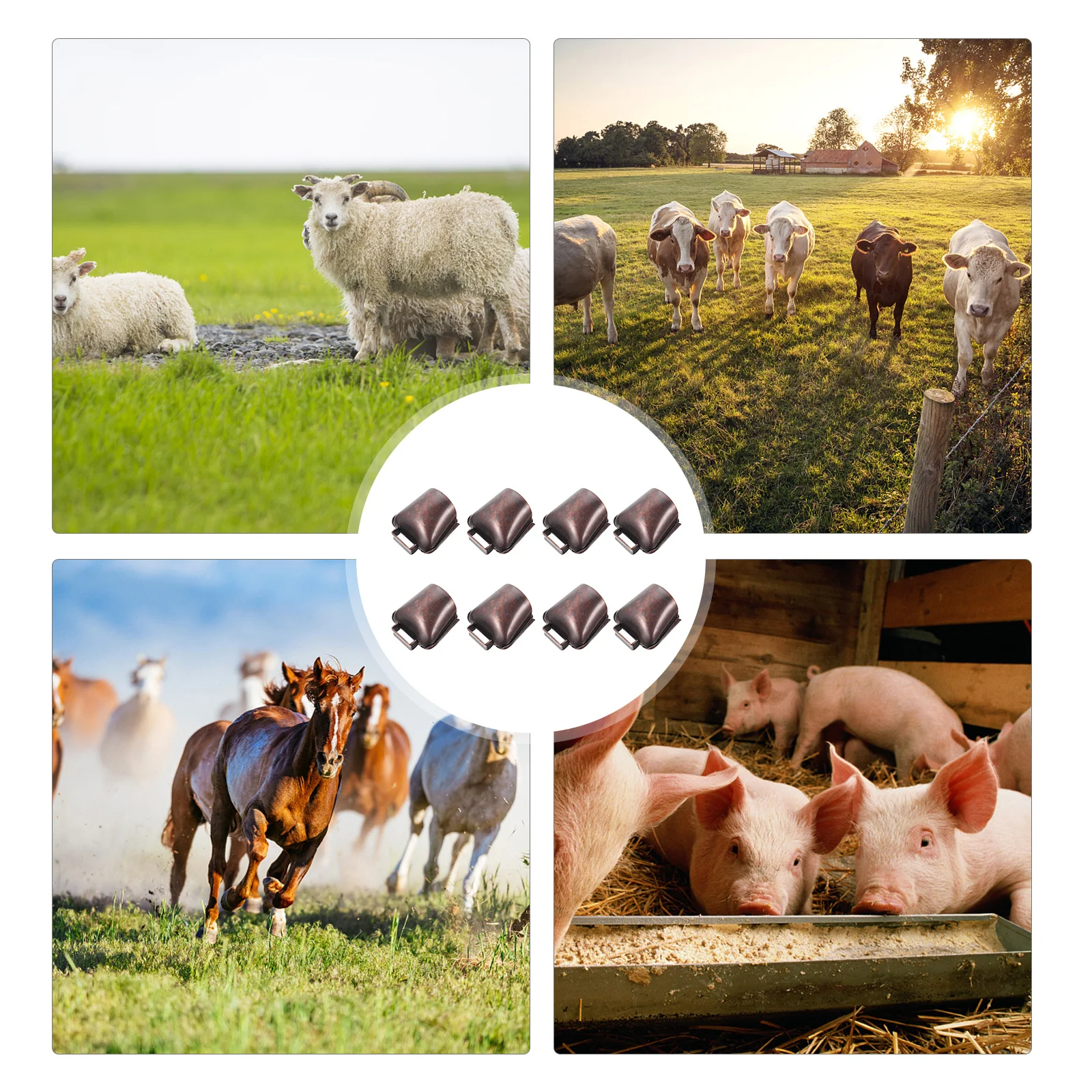 8 قطعة أجراس رعي النحاس بصوت عال مكافحة خسر البقرة الأغنام الماشية أجراس مزرعة الرعي العرض ديكور معلق الزراعة اكسسوارات