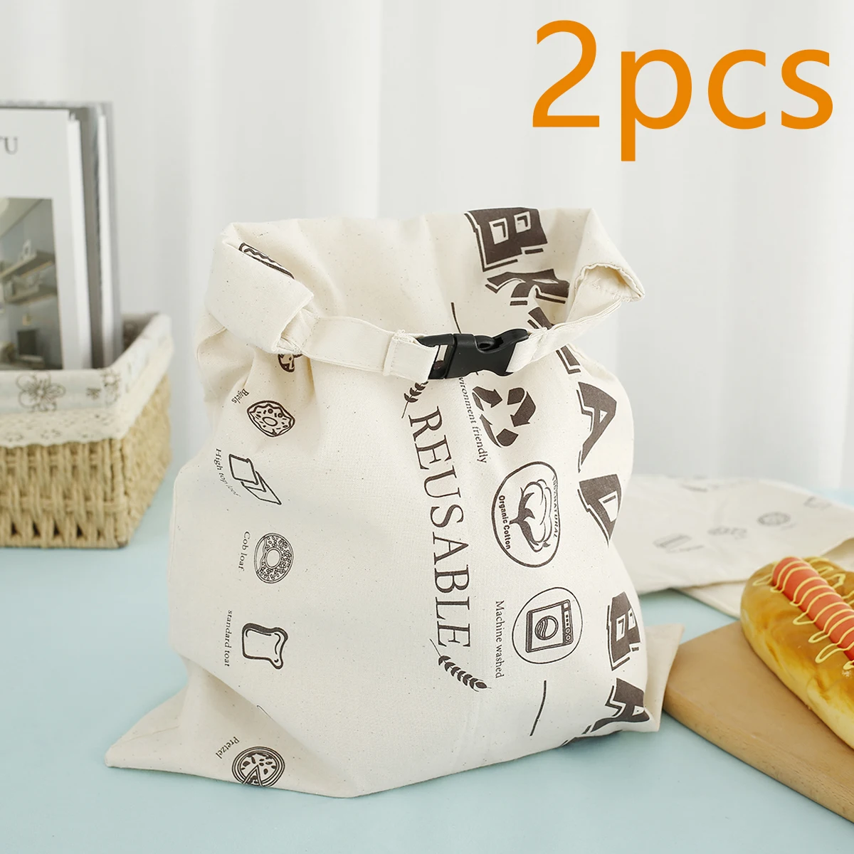 2Pcs Linen Bread Drawstring Bags Homemade Breakfast Food Large Capacity Storage Package Bag Hygiene Reusable Container Saver