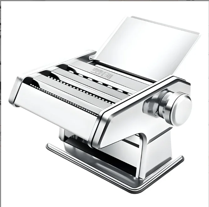 Premium Stainless Steel Pasta Maker Machine - Effortless Manual Operation, 7 Adjustable Thickness Settings, Dual Width Noodle Cu