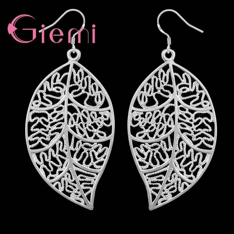 Factory Price AAA 925 Sterling Silver Jewelry Sets Leaf Pendant Neckalce Leaves Earring Hook AndEarring Hook For Women
