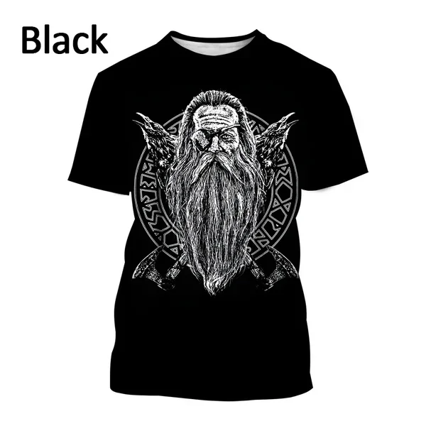 2024 Summer Fashion Odin Viking 3D Printed Men\'s T-shirt, Harajuku Short sleeved T-shirt, Men\'s and Women\'s Casual Top