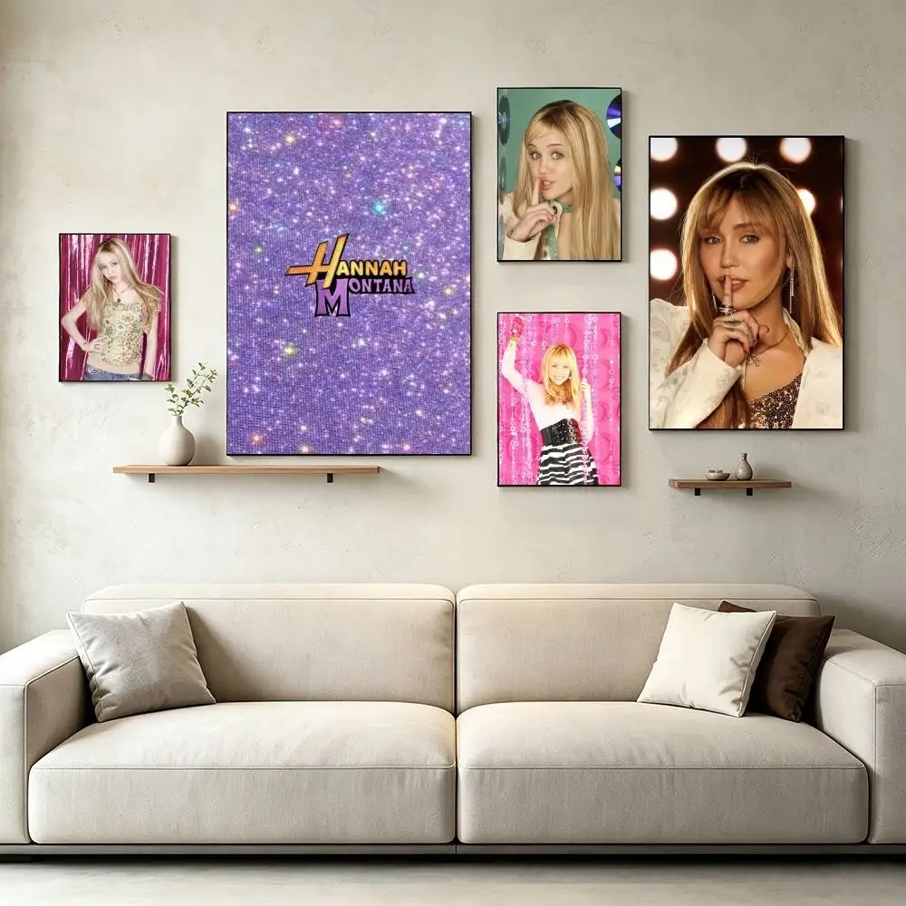 S-Sparkly Pop Idol Hannah Montana  Poster Waterproof Wall Art Sticker For Bar Living Room Vintage Decor High Quality Print Gift