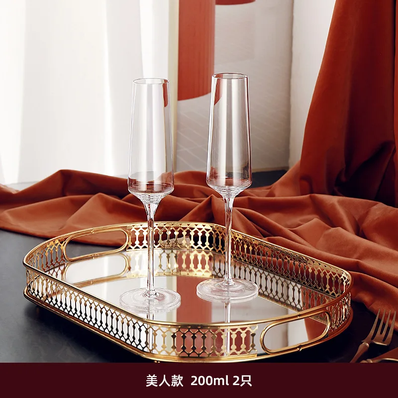Crystal glass tall champagne glass wedding gift box European pair of sparkling wine glasses household set creative sweet wine