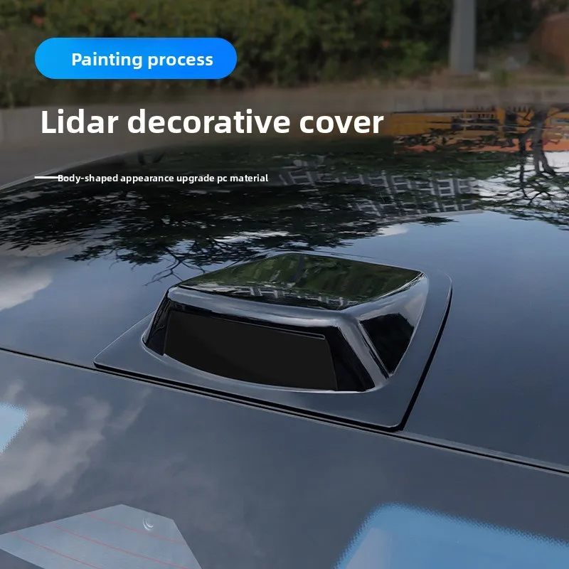 Universal Car Fake Lidar Decor Cover, ABS Roof Simulated Radar Shell, Gloss Black Exterior Styling Modification Accessory