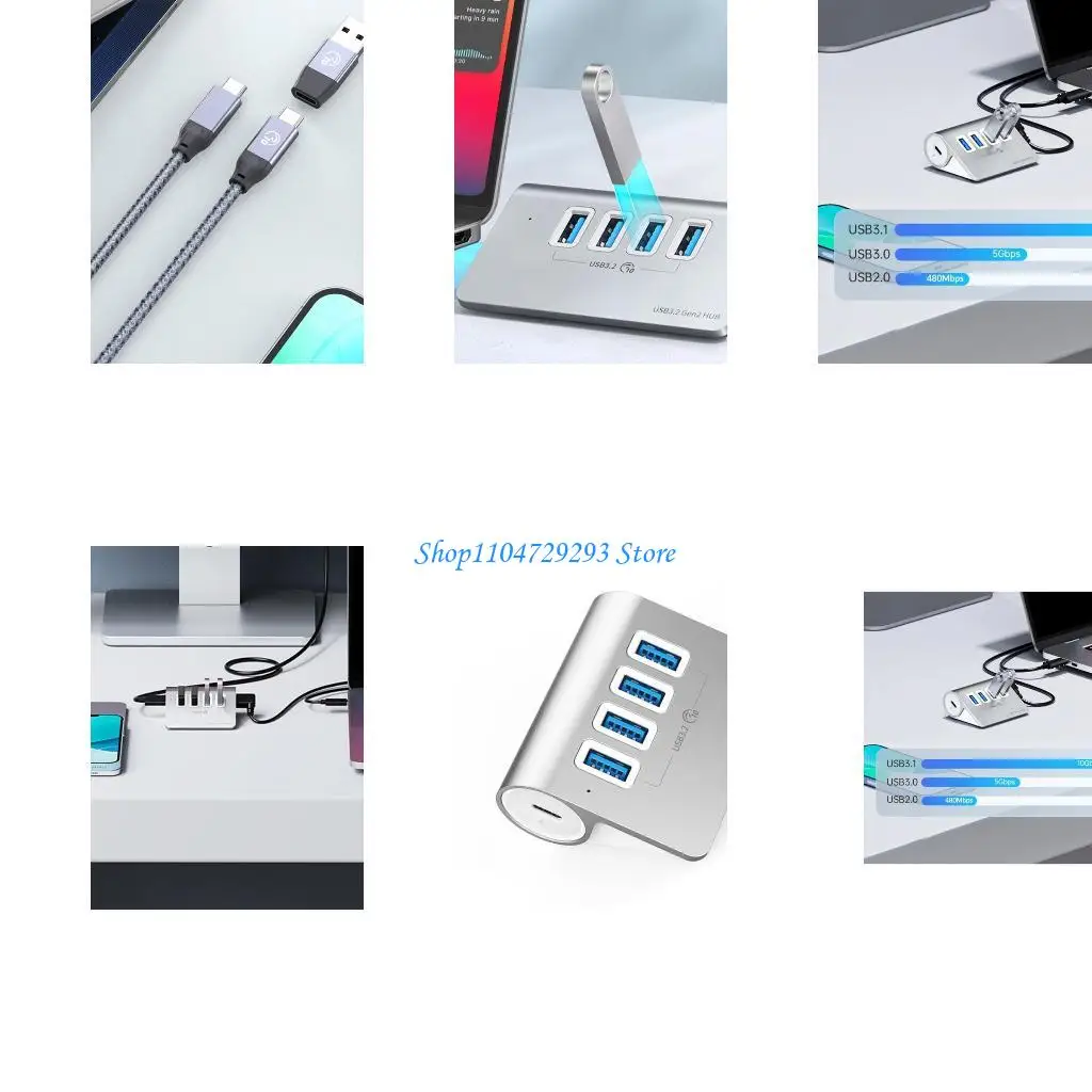 

Y2GD USB Hub USB Splitter for Effortless Data Transfer 5V3A Charging on Computers