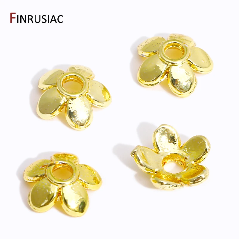 DIY Bracelet Necklace Making Accessories 14K/18K Gold Plated Brass Flower Beads Caps For Jewelry Making Supplies Wholesale