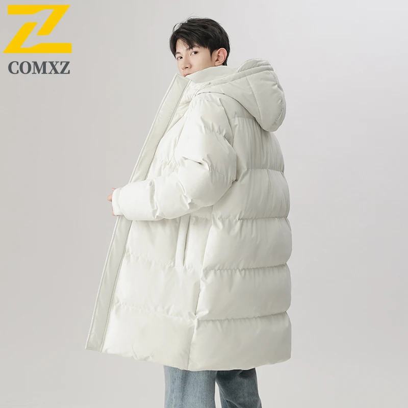 2025 New Winter Puffer Jacket Men's Long Casual All-match Windproof Warm Padded Coat Women Snow Camping Cold-proof Hooded Parka