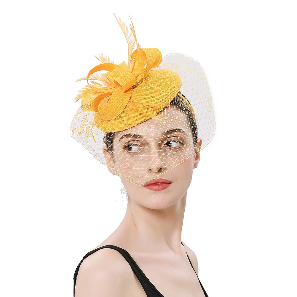 النساء الفاسناتور قبعة أنيق شبكة الحجاب عقال الشاي غطاء الرأس حفلة مأدبة إكسسوارات الشعر الفاسناتور قبعة الشاي حفلة خوذة #6