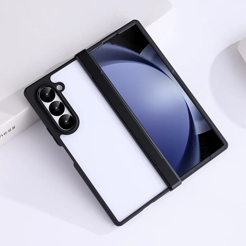 For Samsung Galaxy Z Fold 6 5 4 Case Matte Skin Friendly Transparent Hinge All-inclusive Folding Shockproof Protective PC Cover