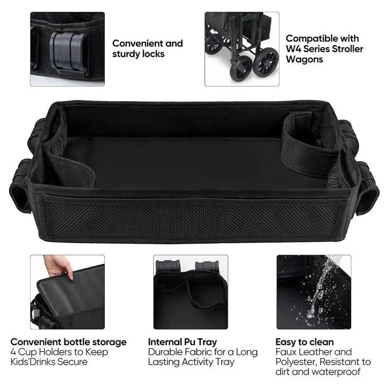 صينية الوجبات الخفيفة لعربة الأطفال لعربة Wonderfold W4 مع قاعدة سميكة للغاية وجيوب شبكية جانبية #4