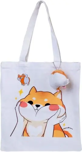 Sindax Womens Tote Bag with Inner Pocket and Zipper, Shiba Inu Corgi Dog Cute