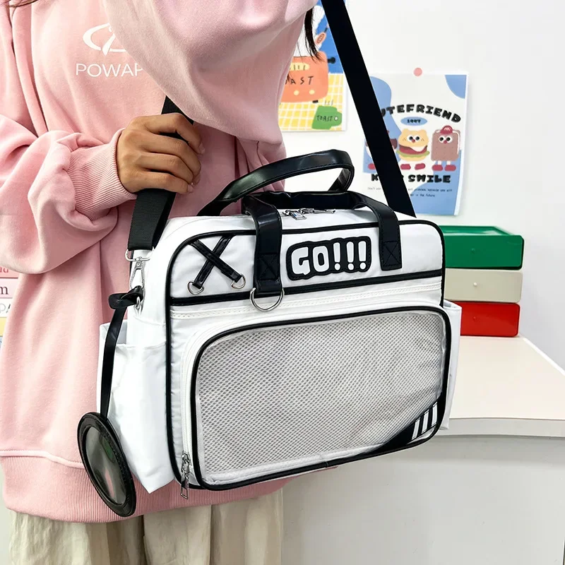 Japanese Cute Transparent Versatile Shoulder Bag Bolso Leather JK Uniform Itabag Student Large Capacity Crossbody Bags Handbag