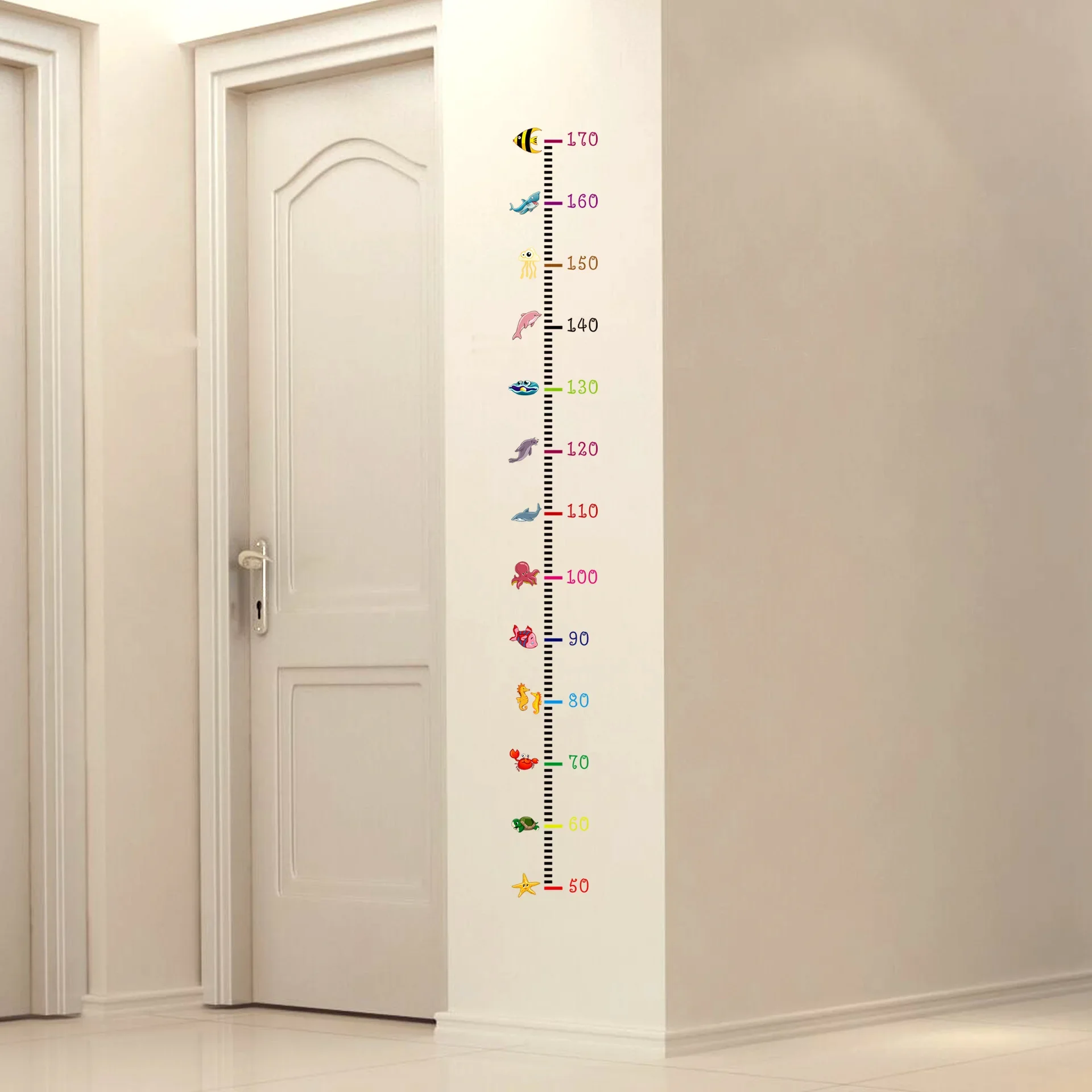 Cartoon Animals Height Measure Wall Sticker Dinosaur Wallpaper For Kids Room Nursery Child Growth Ruler Growth Chart