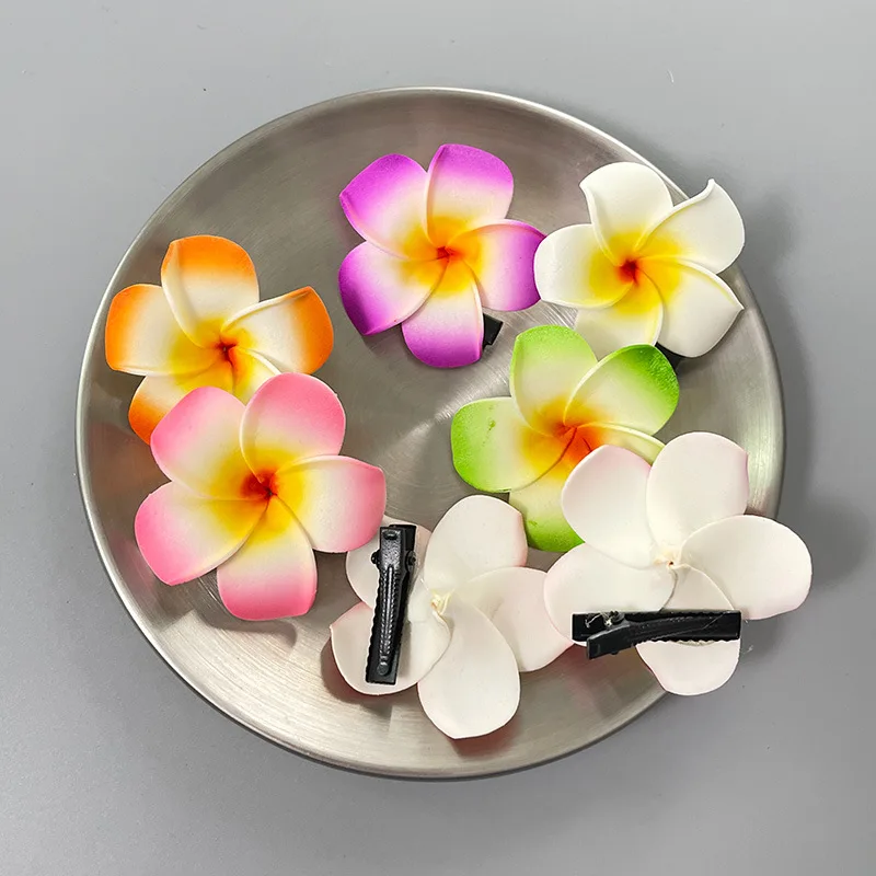 

Sweet colored egg flower hairpin Dai holiday hair accessories Beach vacation flower side clip hairpin headdress
