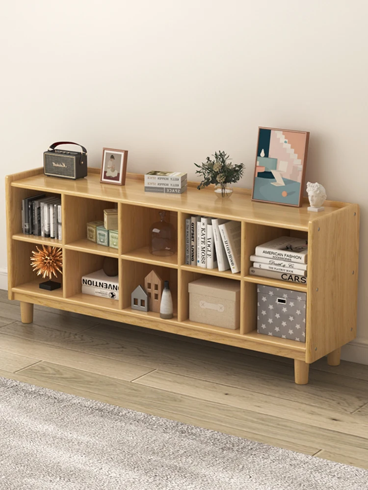 

Bookshelf Storage Shelf Floor-to-ceiling Household Children's Bookcase All Solid Wood Combination Wall Storage Lattice Cabinet