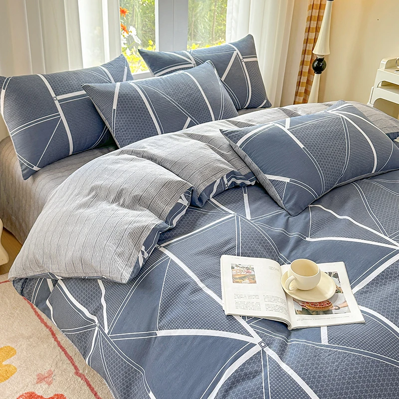 

2026 New Spring Style 13070A All-cotton Printed Quilt Cover Double Bedding with Air Jet Small Fresh Simple Student Duvet Cover
