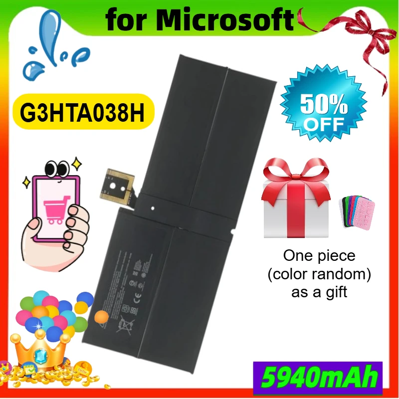 

Laptop Battery DYNM02 G3HTA038H for Microsoft Surface Pro 5 1796,Pro 6 1807 1809 12.3'' Series Tablet 7.57V 5940mAh