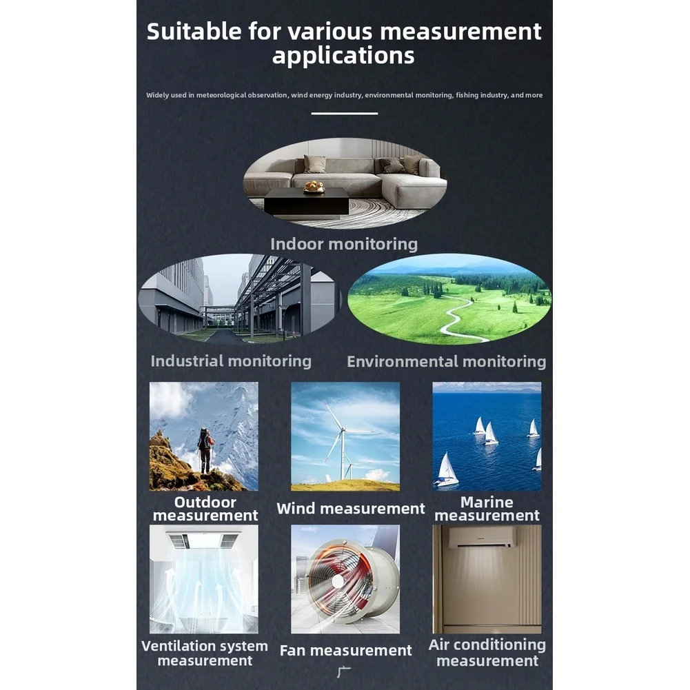 Air Flow Meter ZT-FS1 Digital Anemometer with Temperature Humidity Monitoring 0.4-30 m/s Range TPE+ABS Body LED Backlight