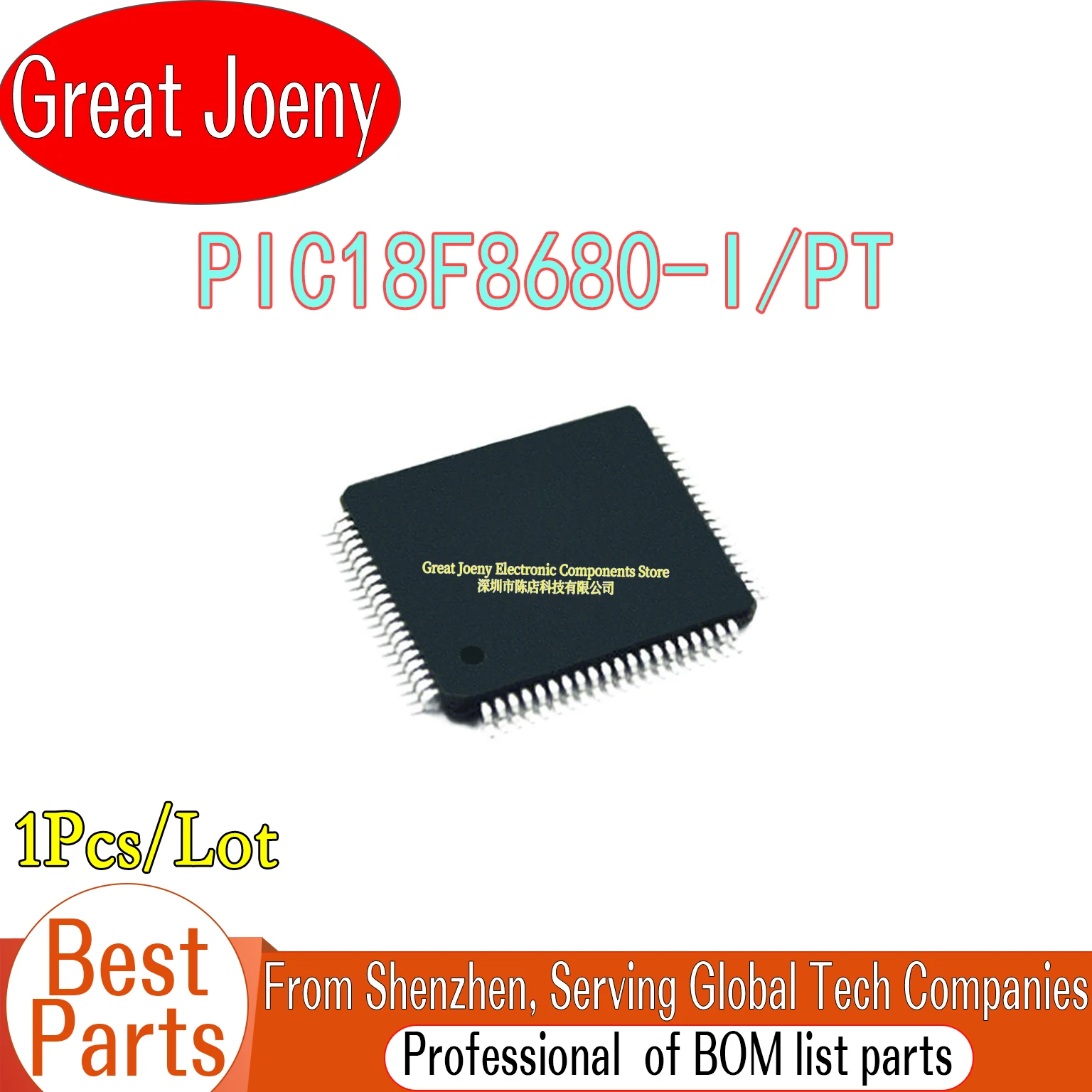 

100% New Original PIC18F8680 PIC18F8680-I/PT IC MCU Chipset TQFP-80